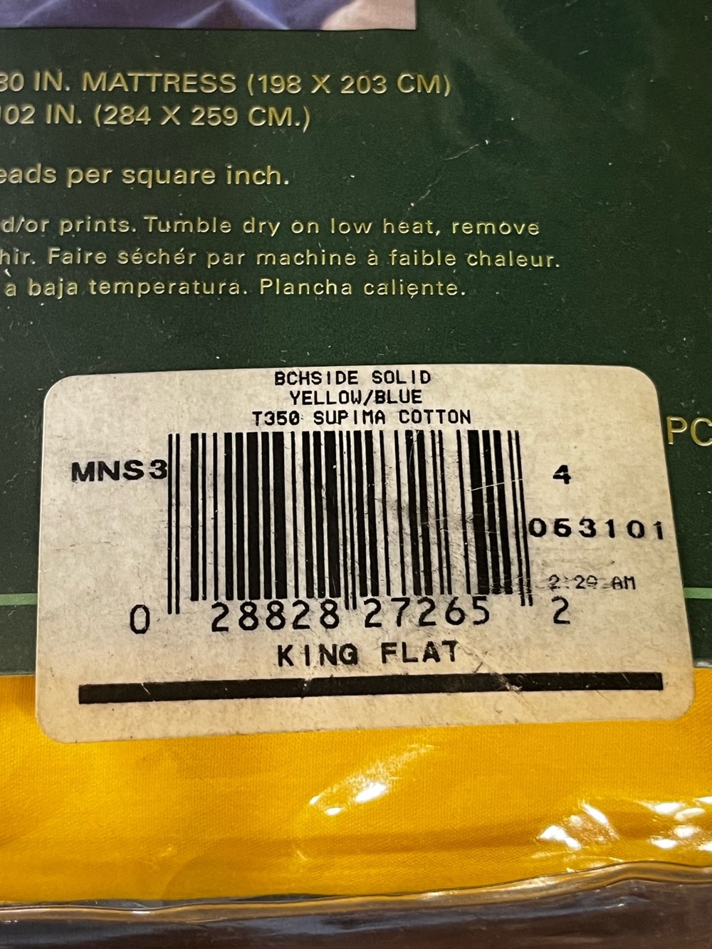 NWT Ralph Lauren Yellow Blue Beachside Solid King Size Supima Cotton Sheet Flat - Picture 3 of 4